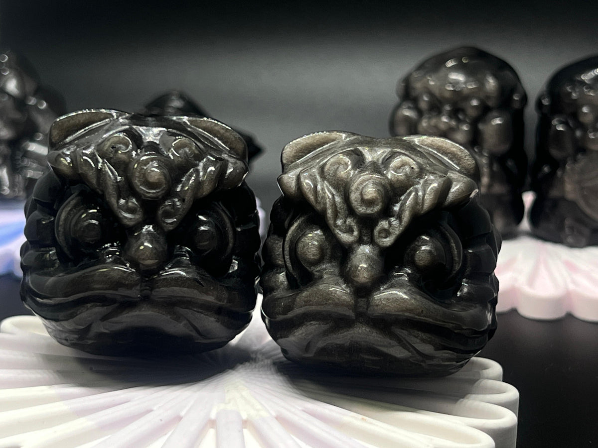 銀矅石擺件( 吞金獸 獅頭 招財貓)(附放小底座) - singhomart
