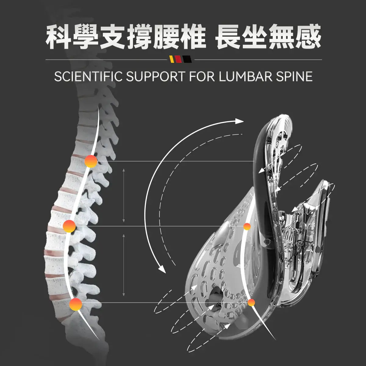 德國Firstery|久坐抒壓多調節護脊折疊適配人體工學坐墊 - singhomart